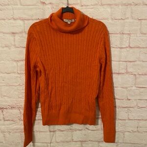 Pria tangerine cable knit cowl neck sweater